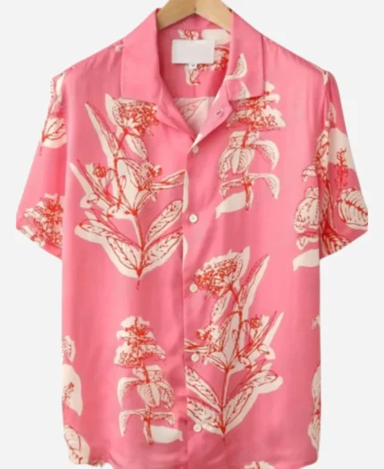 Hot-Ones-Show-Chris-Hemsworth-Pink-Viscose-SS-Camp-Shirt-For-Sale