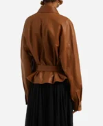 Kate Hudson 2025 Brown Brown Leather Jacket