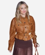 Kate Hudson 2025 Brown Leather Jacket