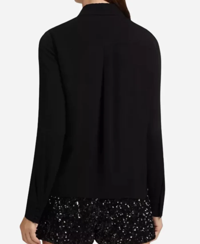 Kayleigh McEnany Outnumbered 2025 Black Embellished Bow Top