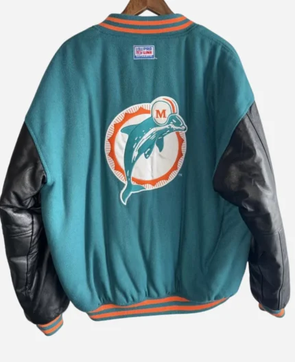 Miami-Dolphins-Pro-Line-Logo-Varsity-Bomber-Jacket