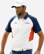 Paris-2024-Olympics-Scottie-Scheffler-Color-Block-USA-Polo-Shirt-For-Sale