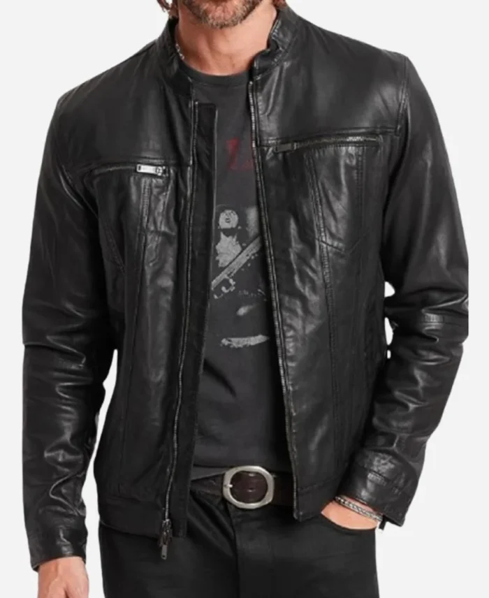 Patrick Quinn TV Series Going Dutch 2025 Denis Leary Black Leather Jacket