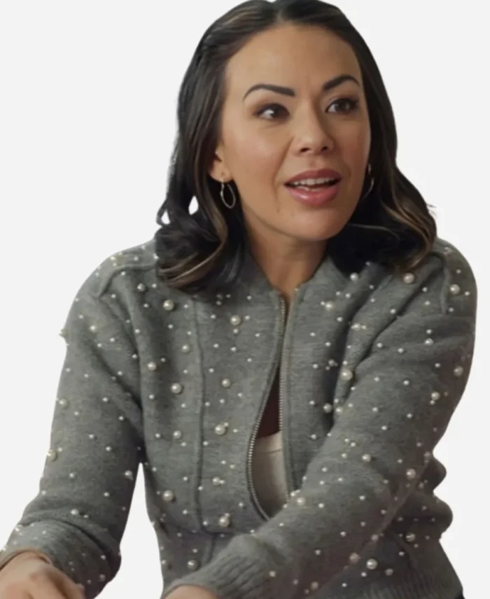 Return-to-Office-2025-Janel-Parrish-Grey-Wool-Cardigan