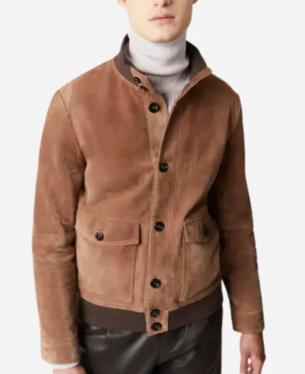 The Drew Barrymore Show 2024 Glen Powell Brown Suede Jacket