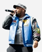 The Rolling Loud Festival Rapper Derrick Milano Blue and Black Jacket