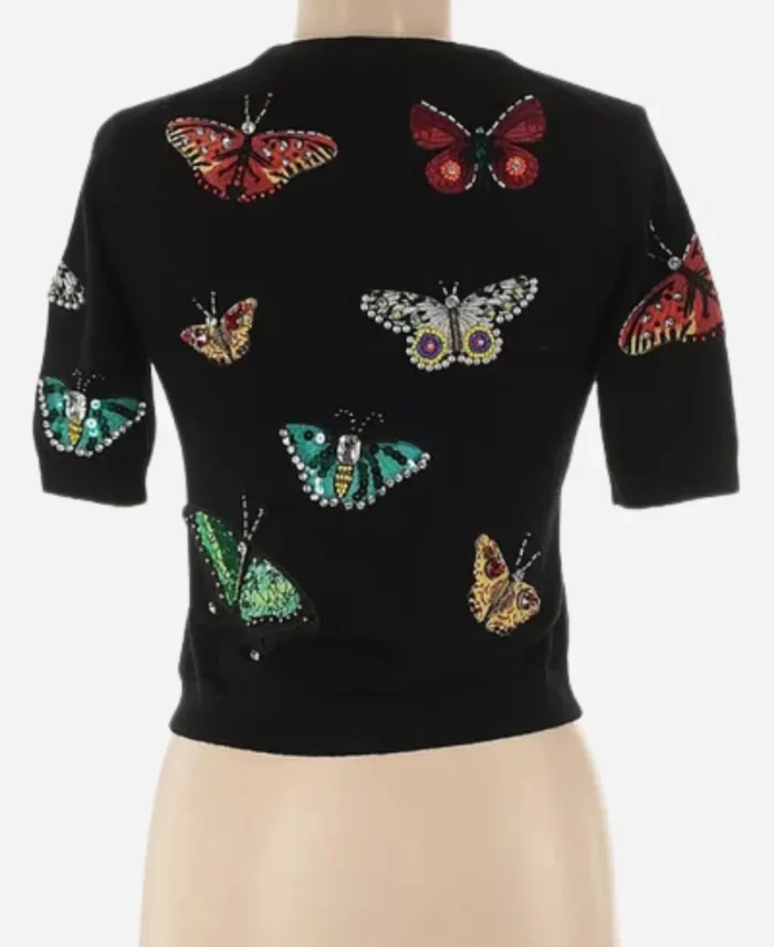 The Today Show Chassie Post Black Butterfly Sweater