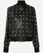 The Traitors US Season 03 Carolyn Wiger Black Studded Leather Bomber Jacket