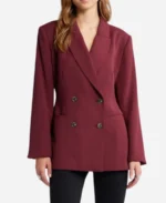 The Traitors US TV-Series Season 03 Danielle Reyes Double-Breasted Burgundy Blazer
