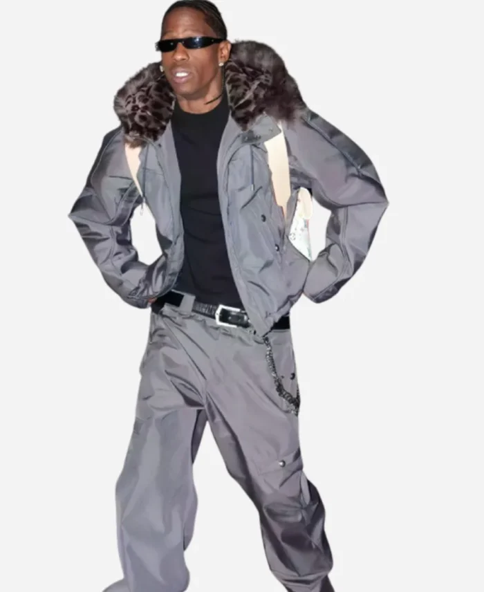 Travis Scott Paris Fashion Week 2025 Grey Snowsuit