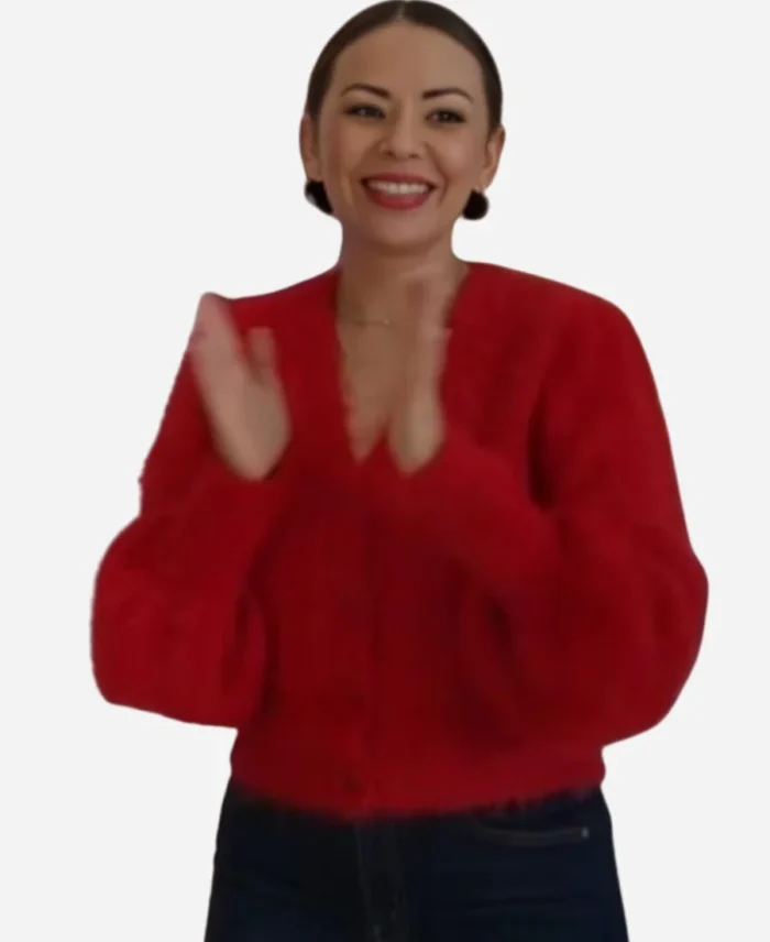 return-to-office-2025-janel-parrish-red-cardigan