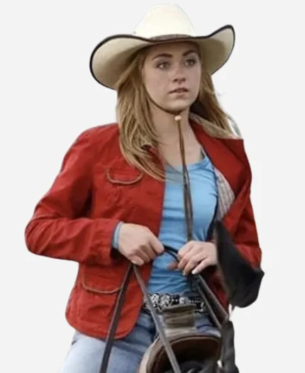 Amy-Fleming-Red-Shearling-Jacket