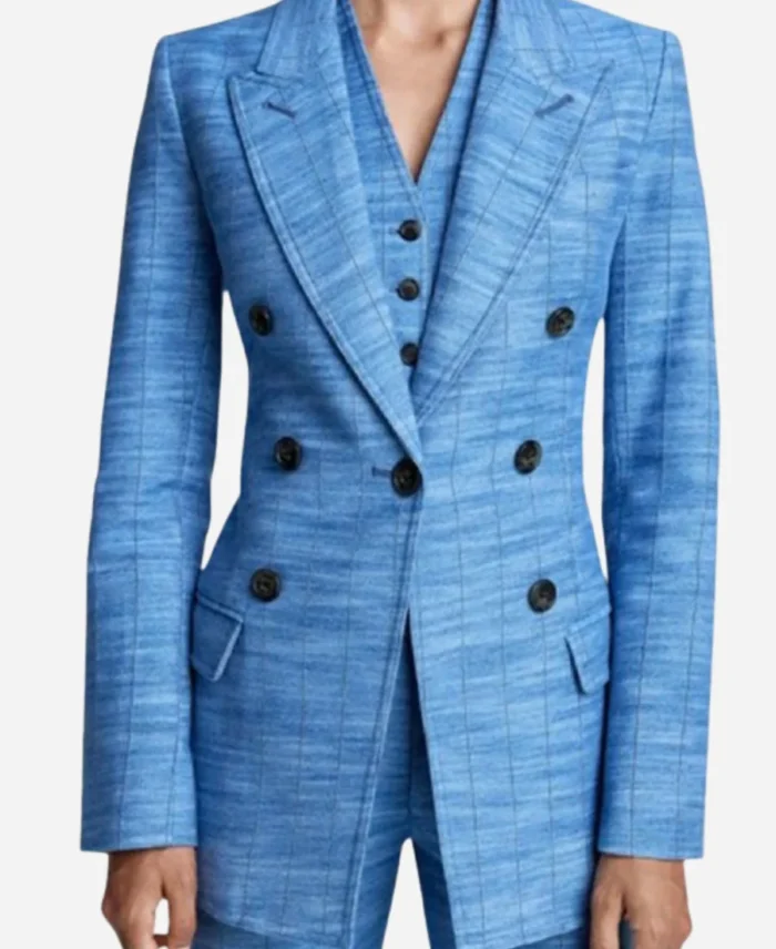 Andrea-Bain-The-Social-2025-Blue-Textured-Blazer