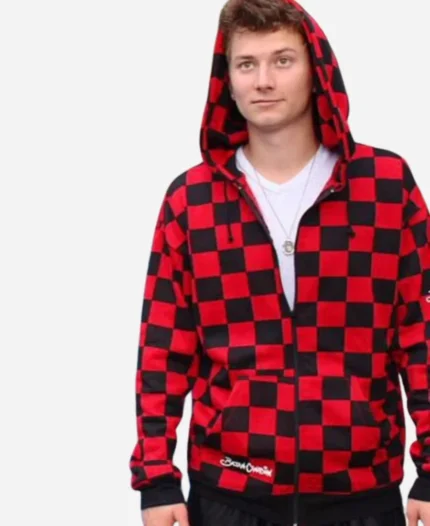 Bajan-Canadian-Red-And-Black-Zipper-Hoodie-For-Sale