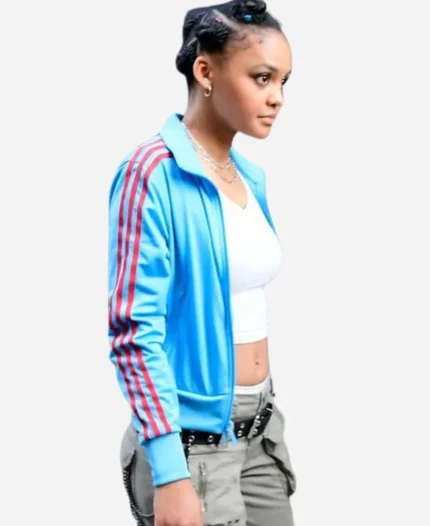 Celeste-OConnor-Movie-Madame-Web-2024-Mattie-Franklin-Blue-Track-Jacket