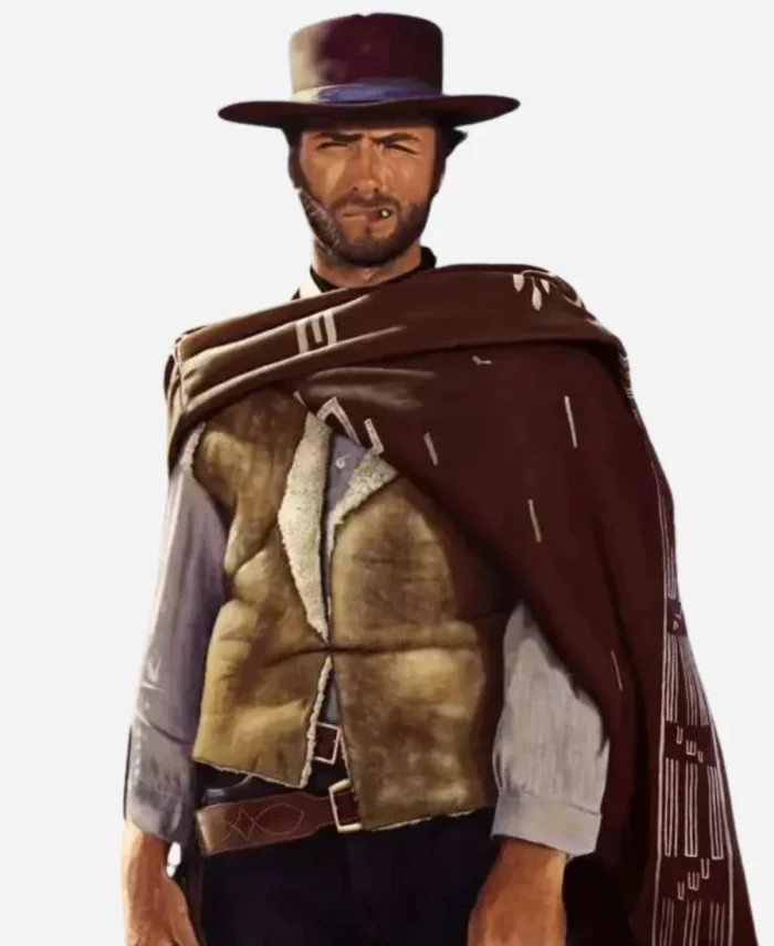 Clint-Eastwood-Brown-Shearling-Vest