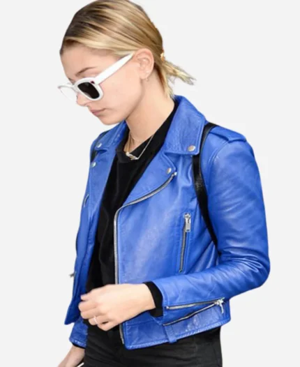 Hailey-Baldwin-Motorcycle-Blue-Leather-Jacket-For-Sale