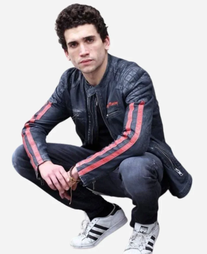 Jaime-Lorente-Cafe-Racer-Leather-Jacket