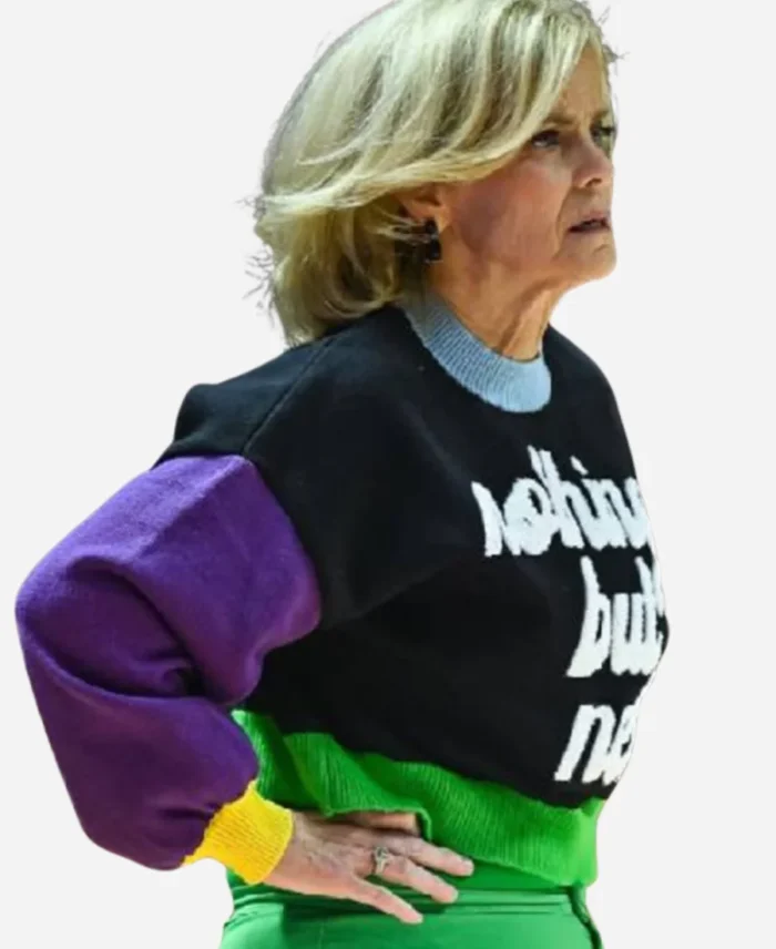 LSU-Game-Kim-Mulkey-Nothing-But-Net-Colorblock-Sweater