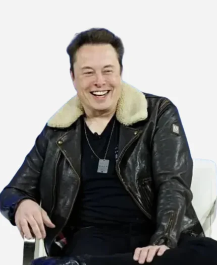 New-York-Times-Conference-2023-Elon-Musk-Shearling-Black-Leather-Jacket