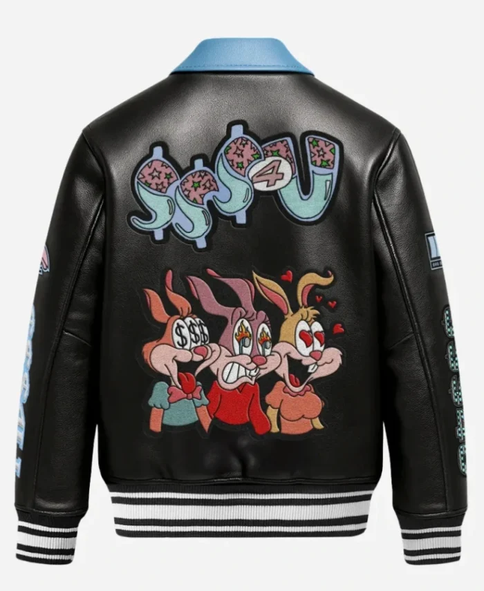 October-Very-Own-4U-Collared-Black-Leather-Varsity-Jacket