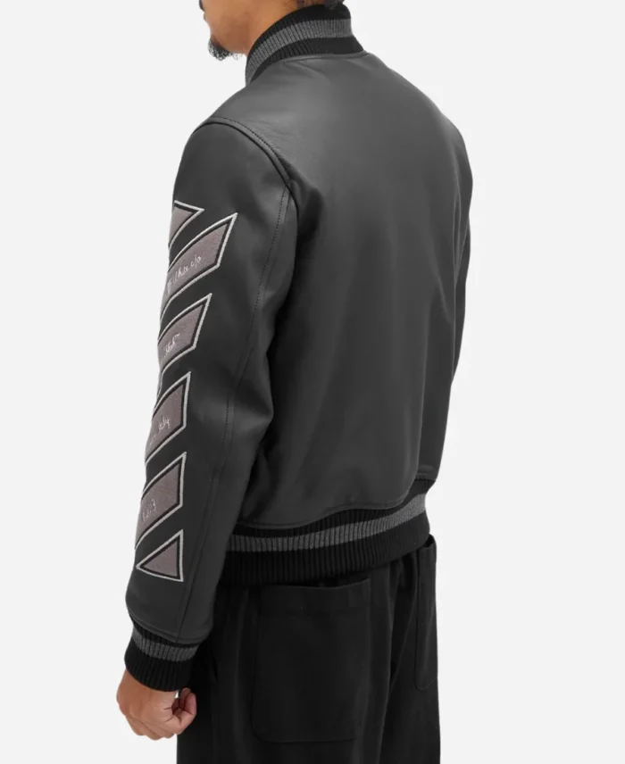 Off-White-Black-Leather-Varsity-Jacket-For-Unisex