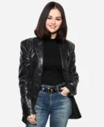 Selena-Gomez-Snake-Print-Black-Blazer-For-Sale