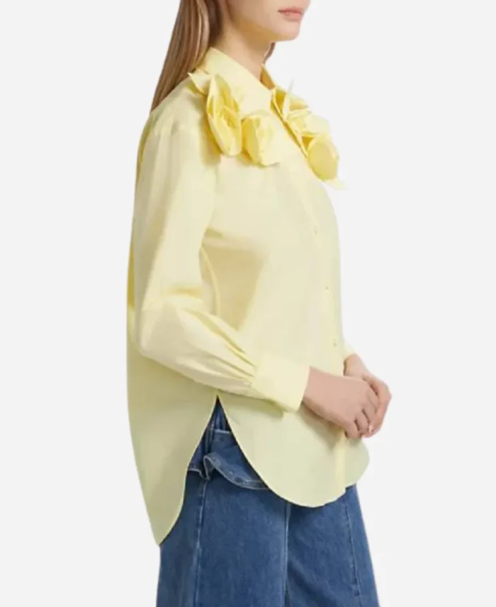 Sunny-Hostin-The-View-Yellow-Rose-Applique-Shirt