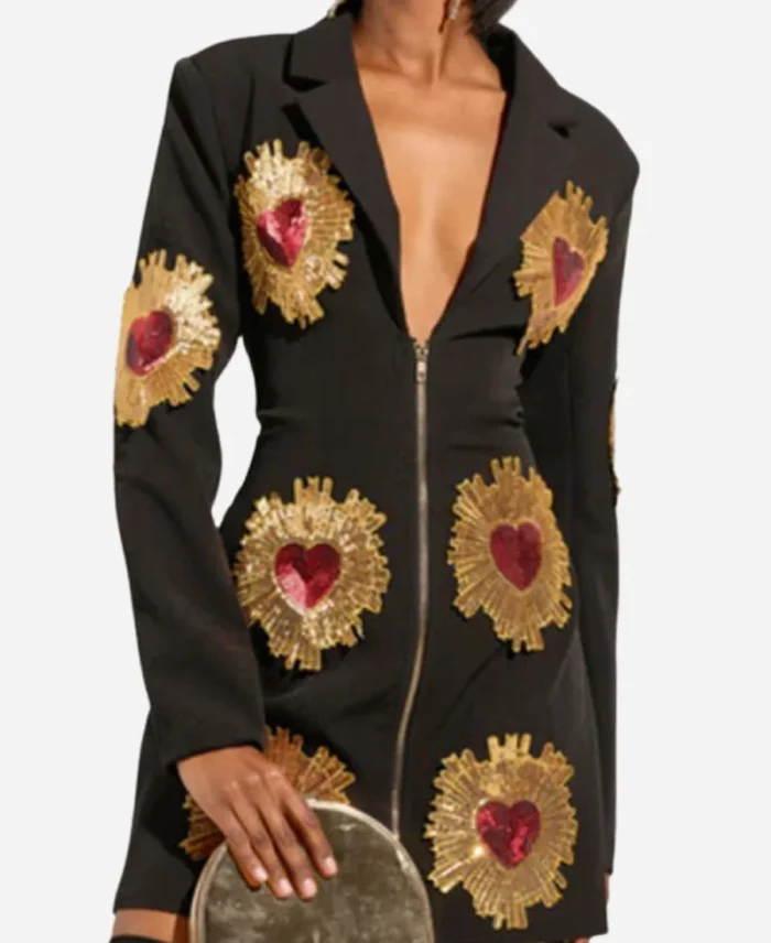 The-Voice-Season-27-Lucia-Flores-Wiseman-Black-Gold-Heart-Blazer-Dress