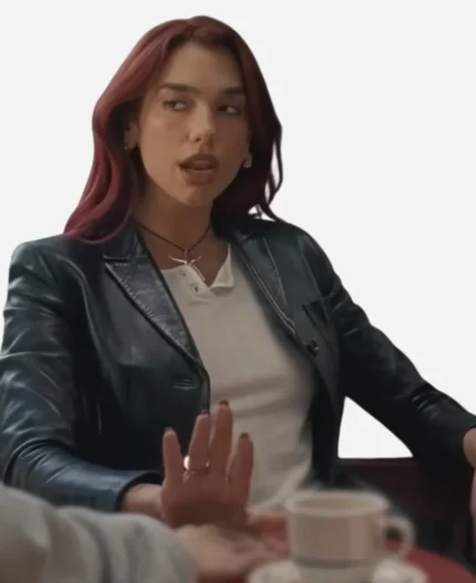 Training-Season-Dua-Lipa-Black-Leather-Blazer-Jacket