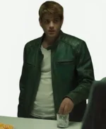 Alberto-Olmo-Movie-Bad-Influence-2025-Eros-Green-Leather-Jacket