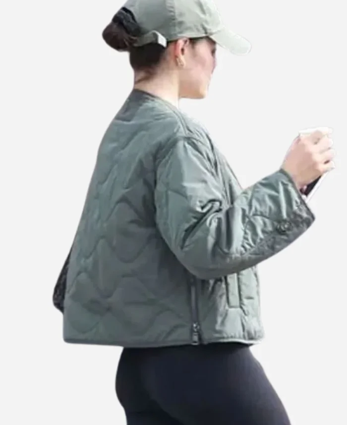 American-Actress-Lucy-Hale-2025-Green-Quilted-Jacket