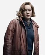 Charlotte-Spencer-Tv-Series-The-Gold-2023-Nicki-Jennings-Brown-Leather-Hooded-Coat-Jacket