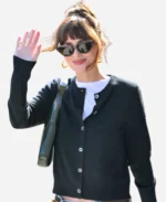 Dakota-Johnson-Black-Knitted-Cardigan-For-Womens