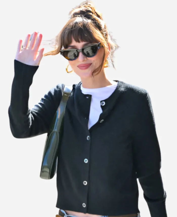 Dakota-Johnson-Black-Knitted-Cardigan-For-Womens