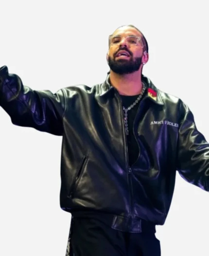 Drake-Amici-Violente-Black-Leather-Jacket