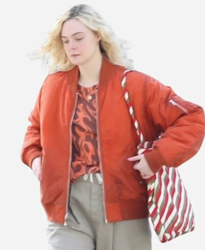 Elle-Fanning-2025-Red-Bomber-Jacket
