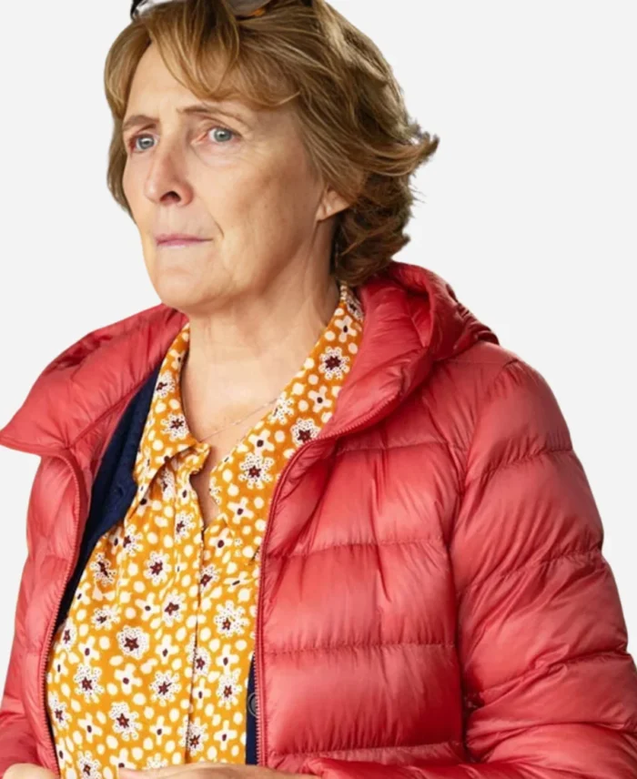 Fiona-Shaw-Tv-Series-Bad-Sisters-2024-Angelica-Collins-Red-Puffer-Hooded-Jacket
