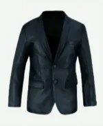 Gentlemen-Jet-Black-Leather-Blazer-For-Mens