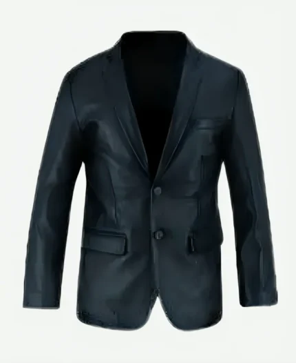 Gentlemen-Jet-Black-Leather-Blazer-For-Mens