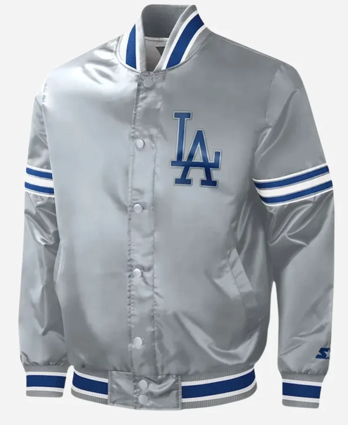 Gray-Los-Angeles-Dodgers-Slider-Satin-Jacket
