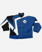 Hailey-Bieber-Vintage-Starter-Toronto-Maple-Leafs-Jacket