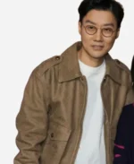 Hwang-Dong-hyuk-TV-Series-Squid-Game-Premier-Brown-Leather-Jacket