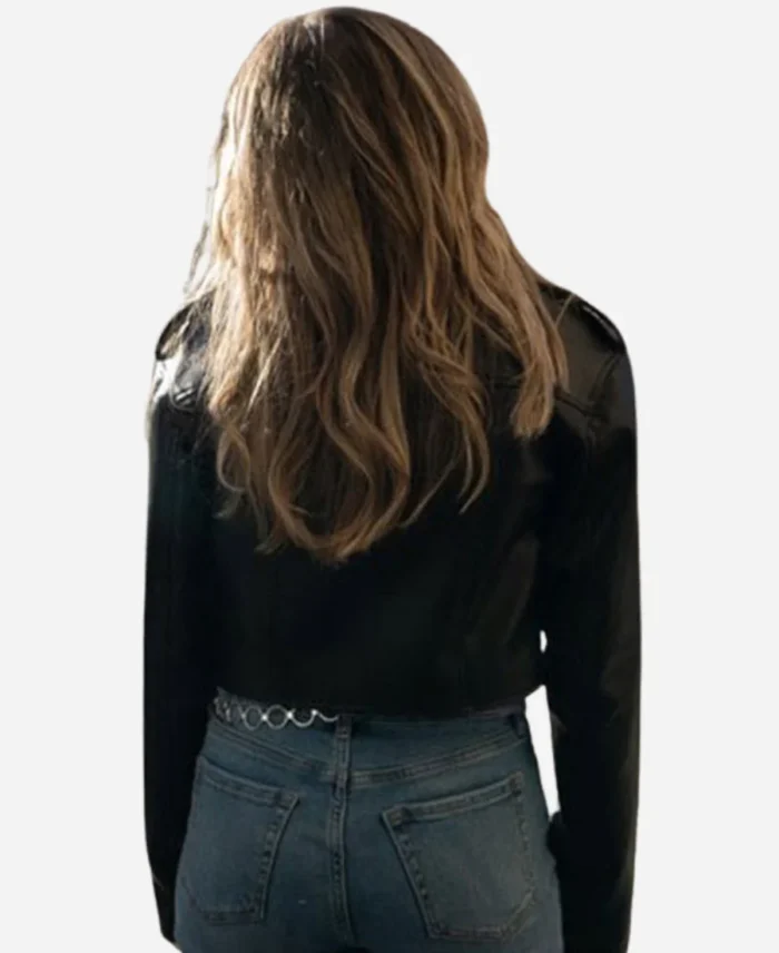 Izzy-Simpson-Movie-Elevator-Game-2023-Madison-MacIsaac-Black-Leather-Jacket
