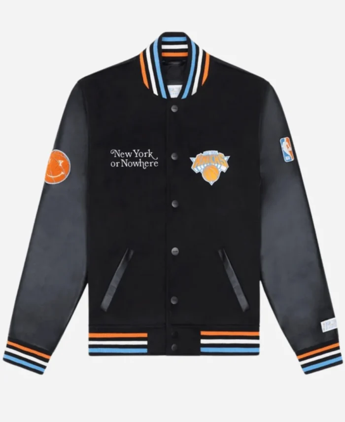 Knicks-Playoff-Game-Mariska-Hargitay-Black-Varsity-Jacket