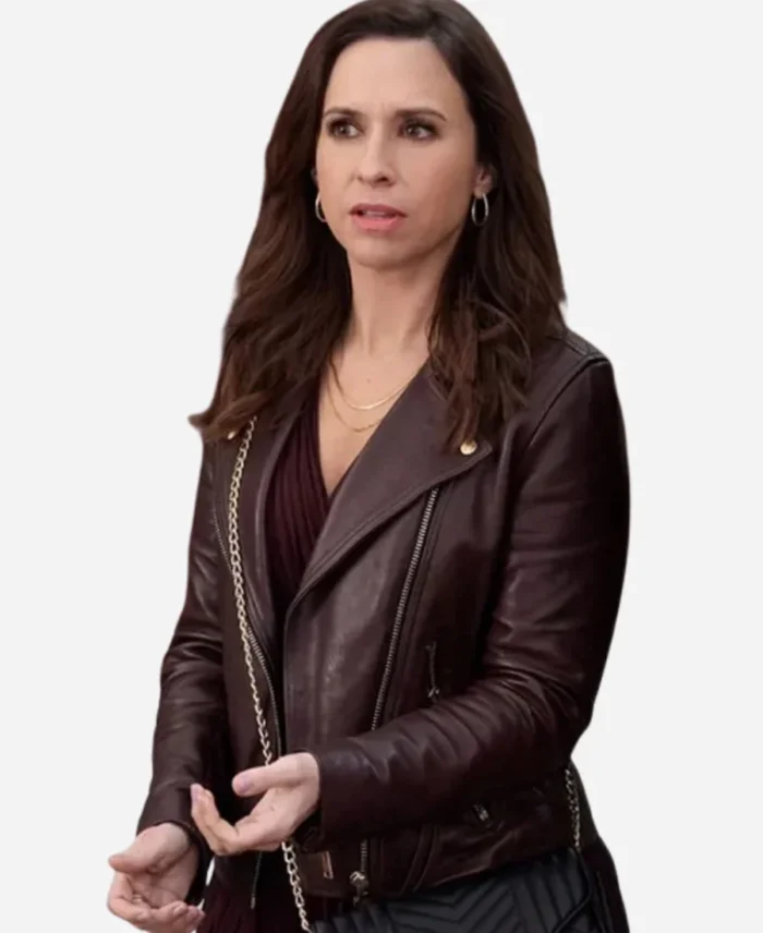 Lacey-Chabert-Movie-An-Unexpected-Valentine-2025-Hannah-Brown-Leather-Jacket