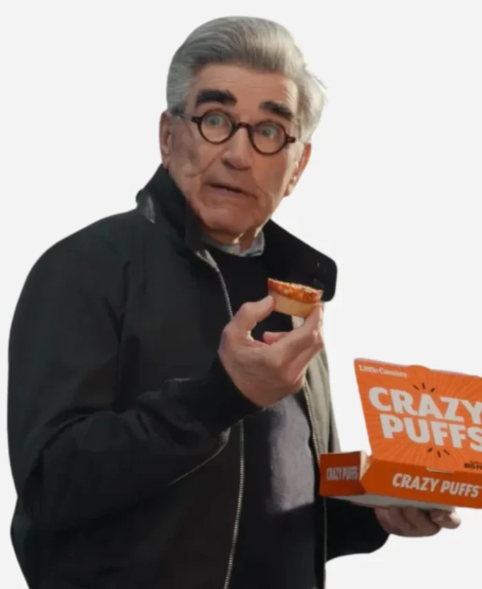 Little-Caesars-Crazy-Puffs-2025-Super-Bowl-Ad-Eugene-Levys-Black-Bomber-Jacket