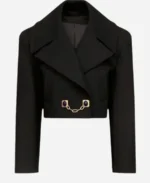 New-York-Taylor-Swift-Gemstone-Button-Cropped-Black-Peacoat-For-Sale
