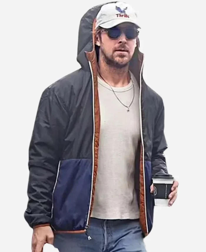 Santa-Barbara-Street-Style-2023-Ryan-Gosling-Hooded-Blue-and-Black-Jacket