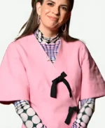 Taskmaster-AU-S03-Emma-Holland-Black-Bows-Pink-Wrap-Dress